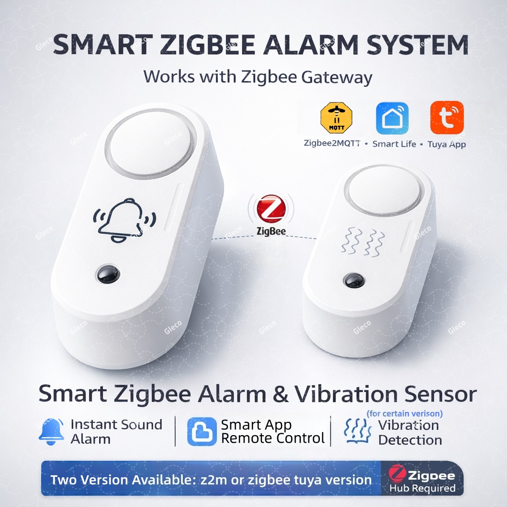 Home Security Blink - Zigbee sirene-alarm met optionele trillingsdetectie Geluid