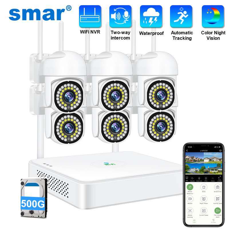 Home Security Adt - Smar 3MP Draadloos CCTV-beveiligingscamerasysteem PTZ Wifi